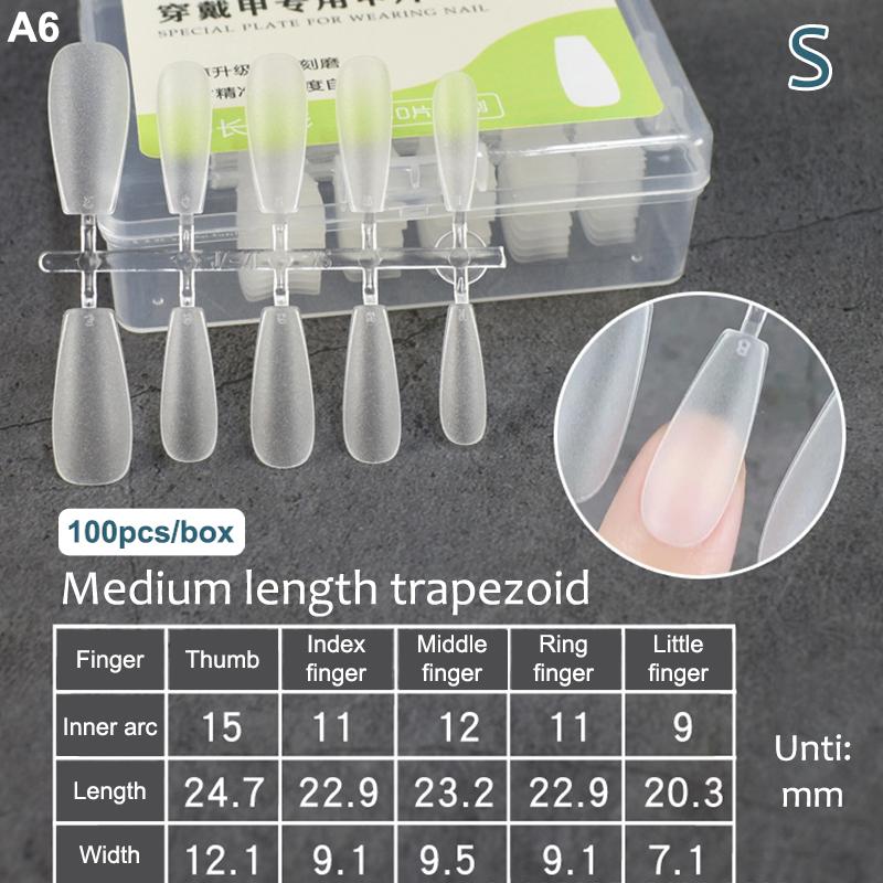 100Pcs/Box Fake Nail Tips Full Cover Coffin Press On Nail Extension Clear Soft Gel Tips False Nail Design Manicure Tools