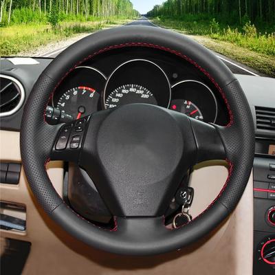 Negro de cuero Artificial cosido a mano antideslizante protector para volante de coche para Mazda 3 Axela 2004-2009 Mazda 5 MPV 6 Atenza 2003-2010