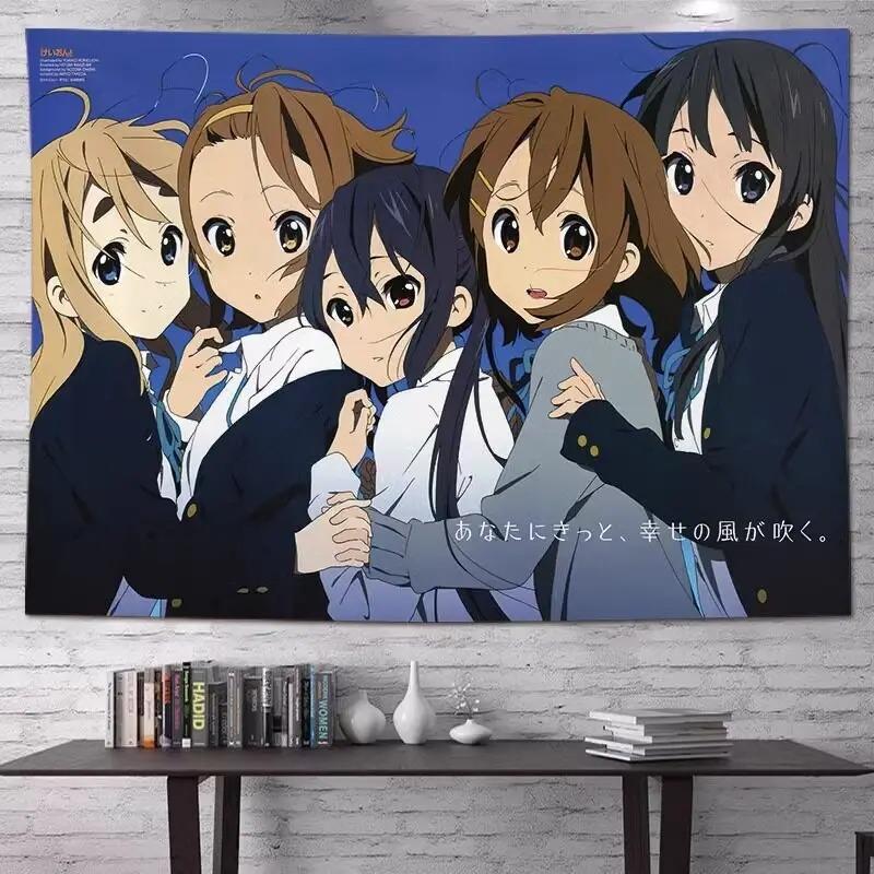 K Anime Auf Anime Mädchen Wandteppich Niedlicher Japanischer Schulmädchen Druck Wandbehang für Teenager Schlafzimmer Wohnheim Zimmer Dekor Mehrere Größen