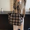 Woolen Plaid Big Bag Women's Portable Tote Bag Commuter Shoulder Bag