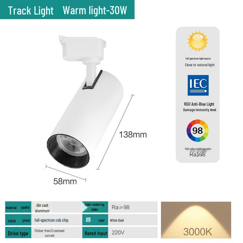 Full Spectrum COB LED Track Spotlight for Living Room & Shop