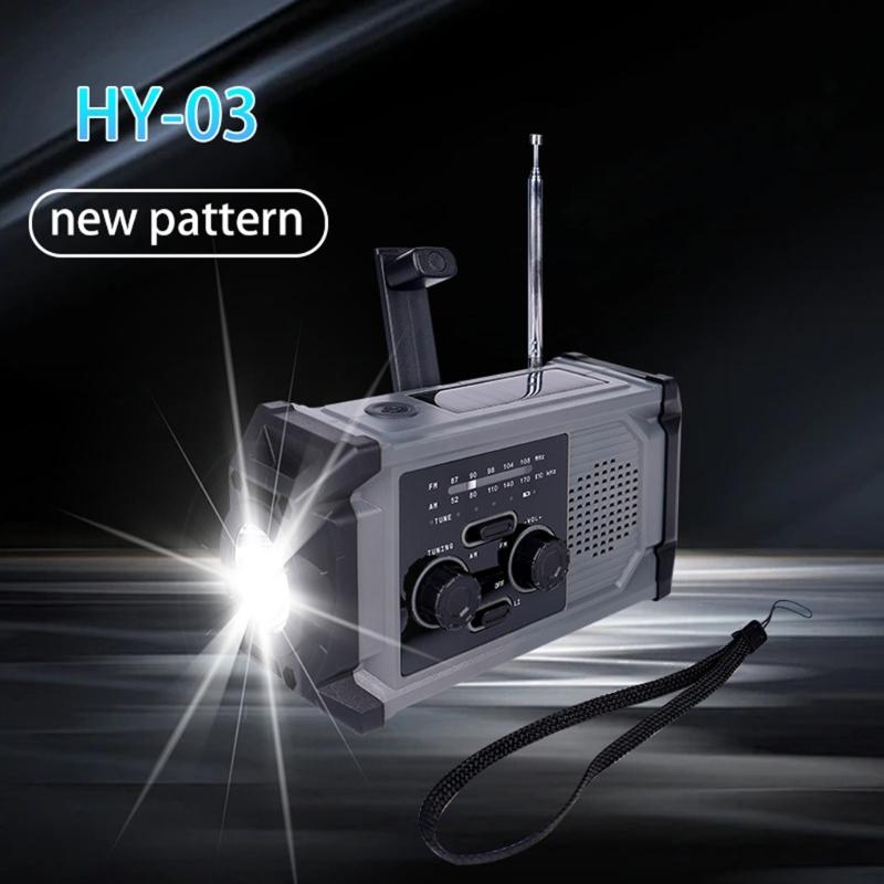 Hand Cranked Radio with LED Flashlight for Emergency AM FM Alert Portable Weather Radio 2000mAh Power Supply for Camping