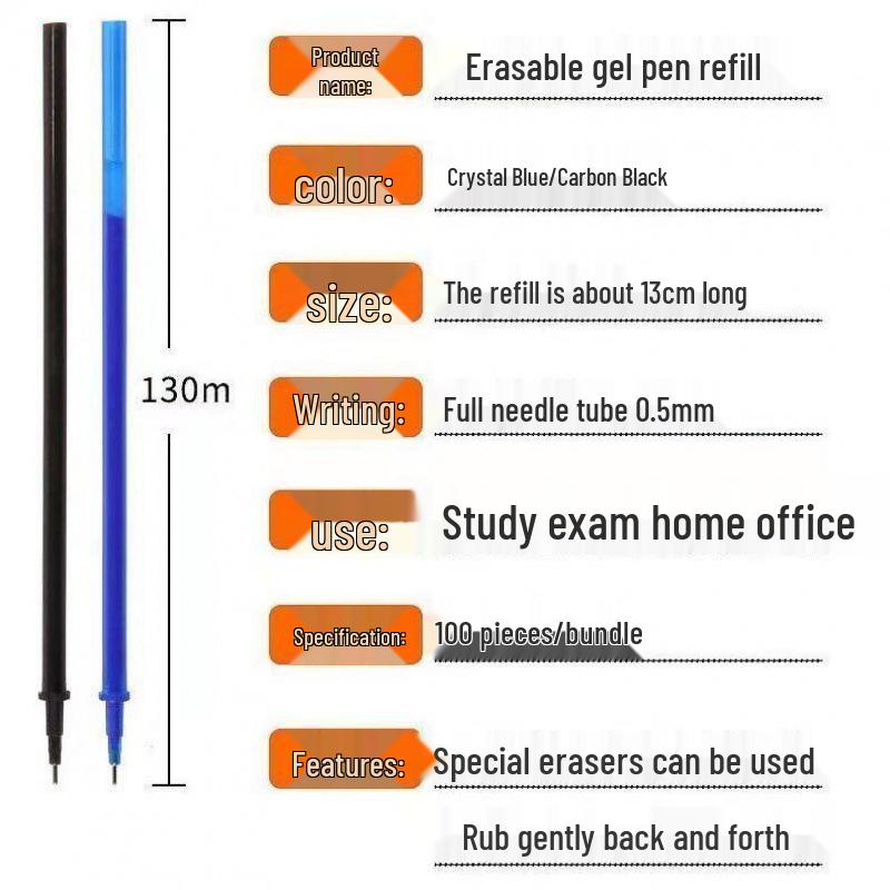 Suddbara gelpennpåfyllningar för studenter - Blå/Svart