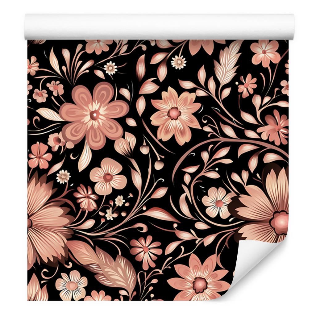 Beautiful Flowers Wallpaper Rust and Brown for Living Room and Bedroom 50x1000