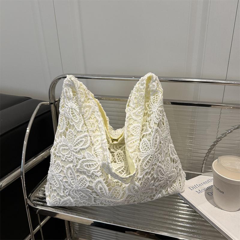 New Summer Gentle Fairy Pastoral Style Water-soluble Lace Shoulder Bag Casual Large-capacity Commuter Tote Bag