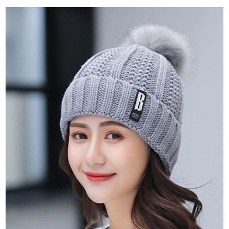 Knitted Winter Hat With Plush Balls And Letter Decorations For Outdoor Daily Use