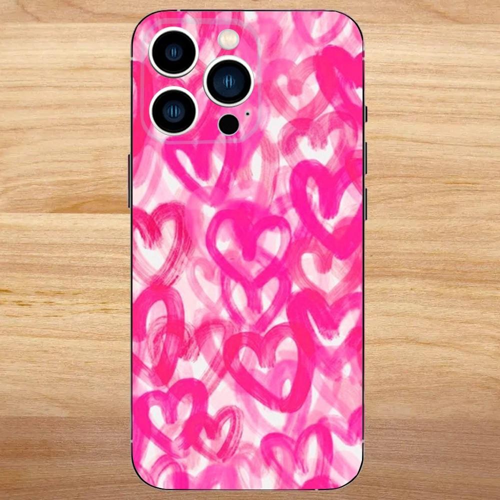 

Cute Love pink Phone Case For iPhone 16,15,14,13,12,11,Mini,Pro,SE,MAX White Matte Shockproof Cover iPhone14