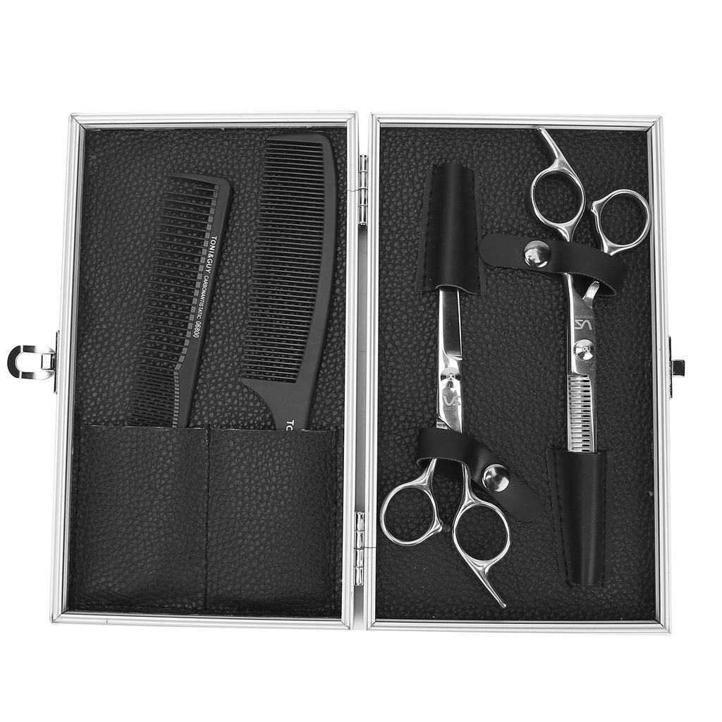 Haarschneidescheren-Set Edelstahl Haarschnitt Ausdünnscheren-Set mit Aufbewahrungsbox