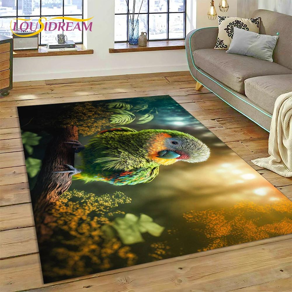 Colorful Parrot Macaw Budgerigar Bird Carpet Rug for Home Living Room Bedroom Sofa Doormat Decor,kid Area Rug Non-slip Floor Mat