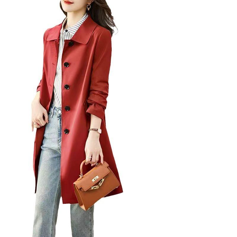 Double-layer Trench Coat Women's Medium and Long 2024 Spring and Autumn Models Small Fashion Age Reduction Temperament Casual Slim Tooling Jacket