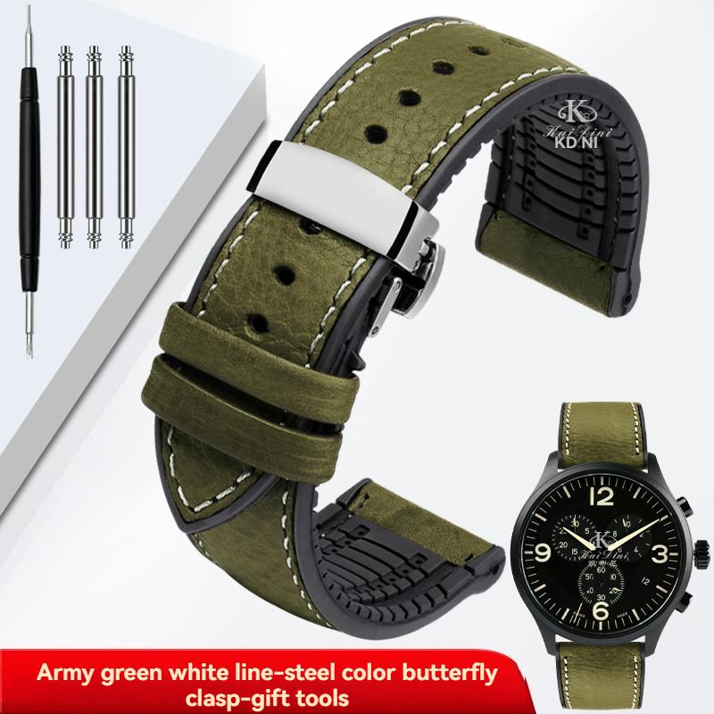 Italy Genuine Leather Skin Watchband For Any Brand Watch Soft Waterproof Rubber Bottom Strap Men Bracelet 19mm 20mm 21 22mm 23mm
