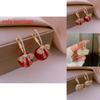Korean Fashion Butterfly Pearl Hoop Earrings For Women With Electroplated Alloy