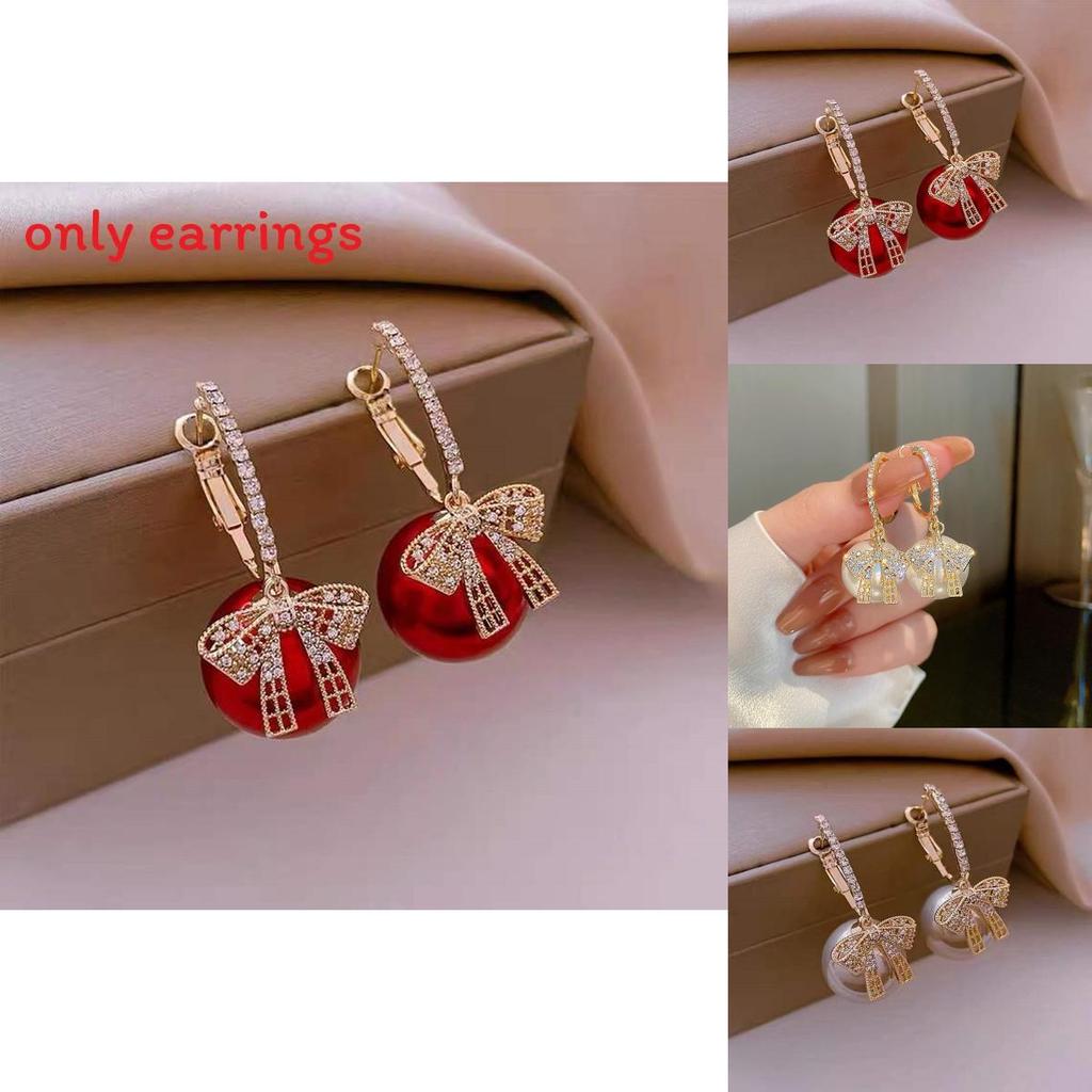 Korean Fashion Butterfly Pearl Hoop Earrings For Women With Electroplated Alloy