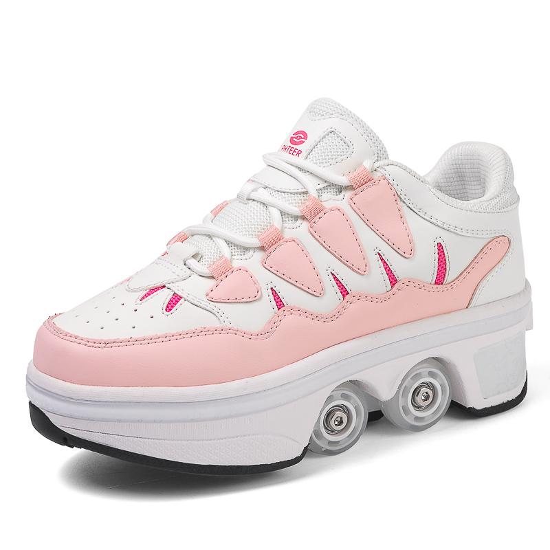 

Деформированные роликовые коньки для детей/подростков Обувь для четырехколесных роликовых коньков Обувь для двухрядных роликовых коньков 39 розовый/белый