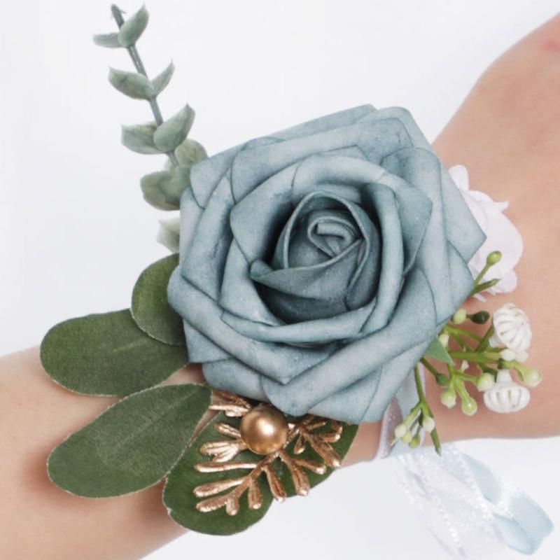 Artificial Flower Wristband Bridal Wrist Corsage Wedding Groomsmen Boutonniere