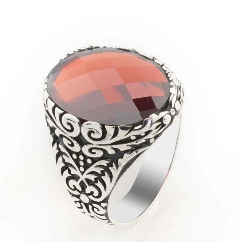 Garnet Men's Signet Ring, Unisex Ring, 925 Sterling Silver, Men's Ring, Handmade Ring, Gift For Husband, Christmas Day Gift,