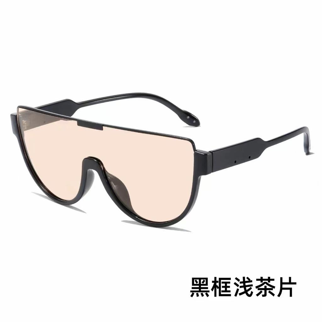Retro All-In-One Brown Sunglasses Women'S Tide Big Round Face Thin Sunglasses