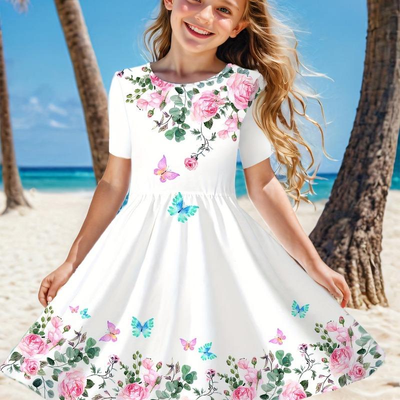 Summer Casual Dress for Girls Featuring Cute Unicorn Graphics in 3D, Perfect for Holidays And Stylish Occasions.