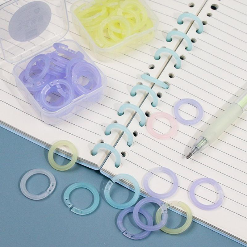 20pcs/box Colorful Loose Leaf Binder Rings Plastic Detachable Binding Buckles DIY Notebook Office File Organizer Accessories
