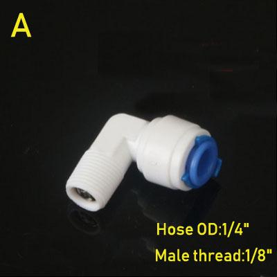 

RO Water Elbow/Equal Straight Check Valve Quick Coupling Fitting 1/4 OD Hose Reverse Osmosis System Plastic Pipe Connector (as the picture,Other)