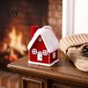 Seasonal Home Festive Accent Plush Christmas House Hanging Ornament, Fabric Gingerbread Cabin Pendant with Tiered Tray Display Figurine Rope,