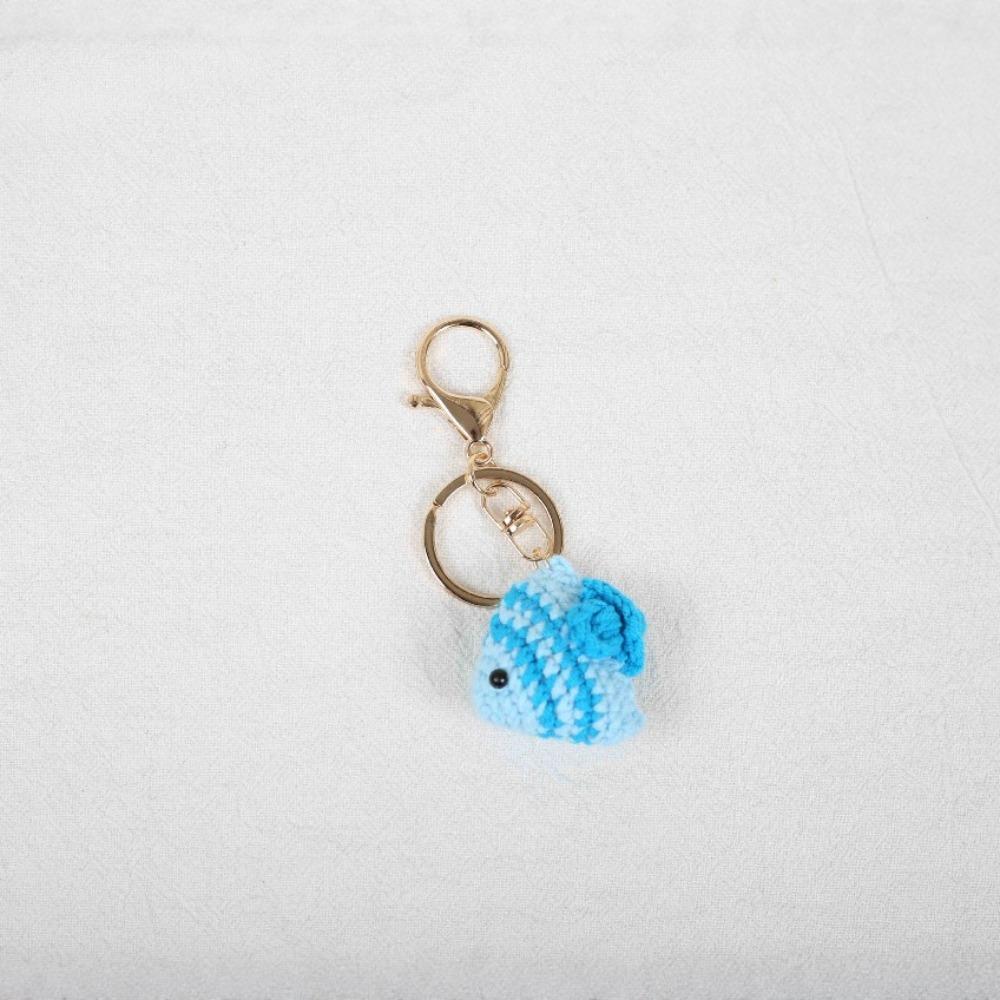 Handmaking Mini Fish Keychains Tropical Fish Knitted Fish Pendant Crochet Keyrings Backpack