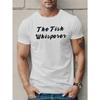 European Size The Fish Whisperer" Men's Casual Short Sleeve T-Shirt - Breathable Cotton, Geometric Print, Round Neck - Perfect for Summer