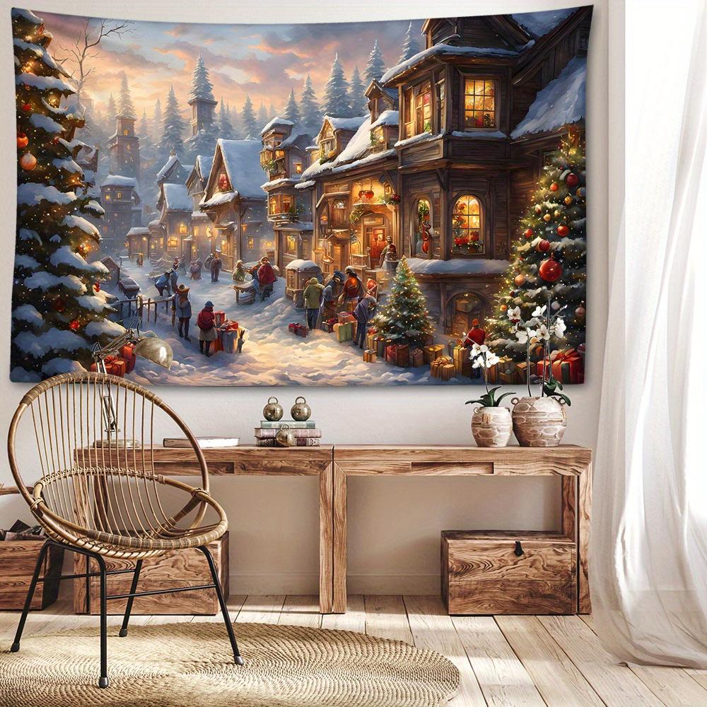 Christmas Tree Holiday Festive Atmosphere Woven Wall Tapestry - 100% Polyester Brushed Fabric, 90gsm Square Weight, No Power Required, Animal Theme Gr