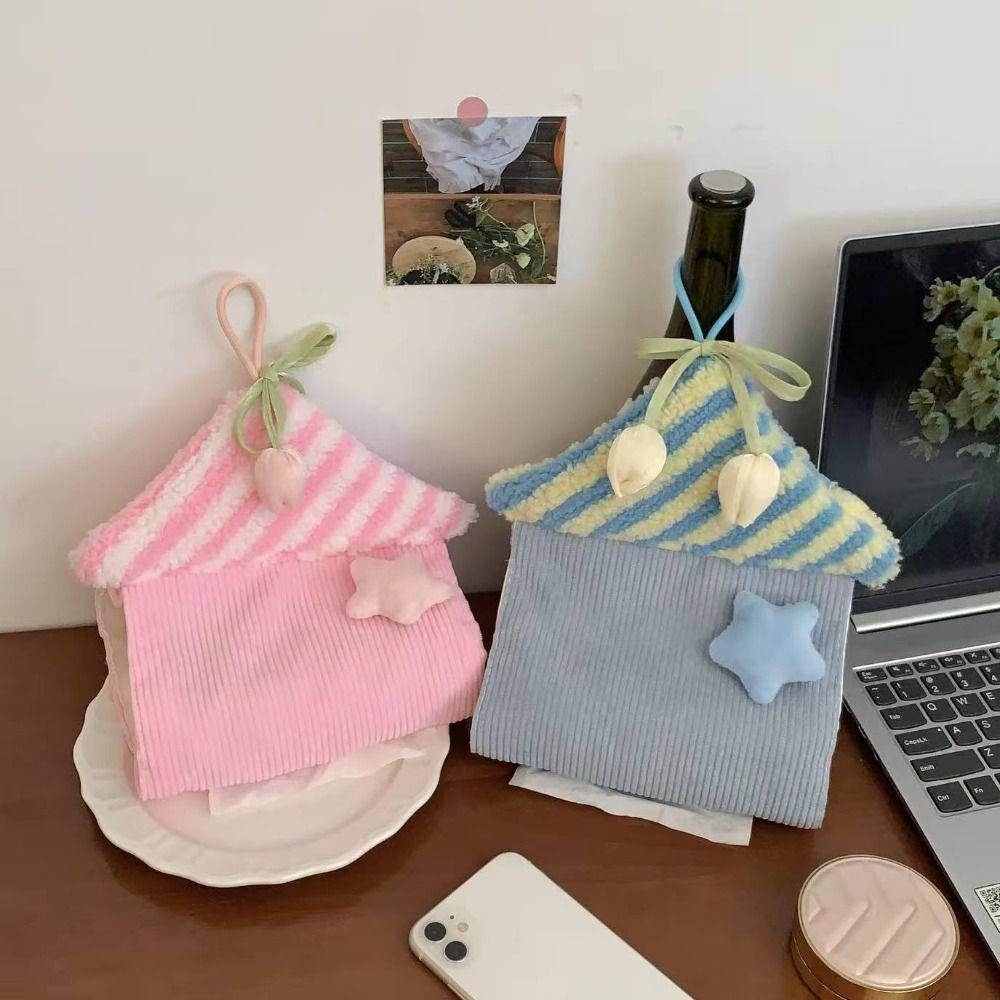 Space Saving Tissue Holder House Shape Tissue Box Cute Tissue Bag