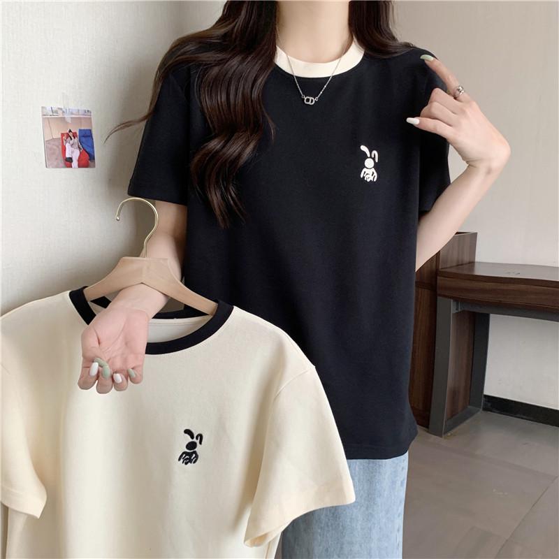 Women's Summer Embroidered Loose-Fit Trendy T-Shirt
