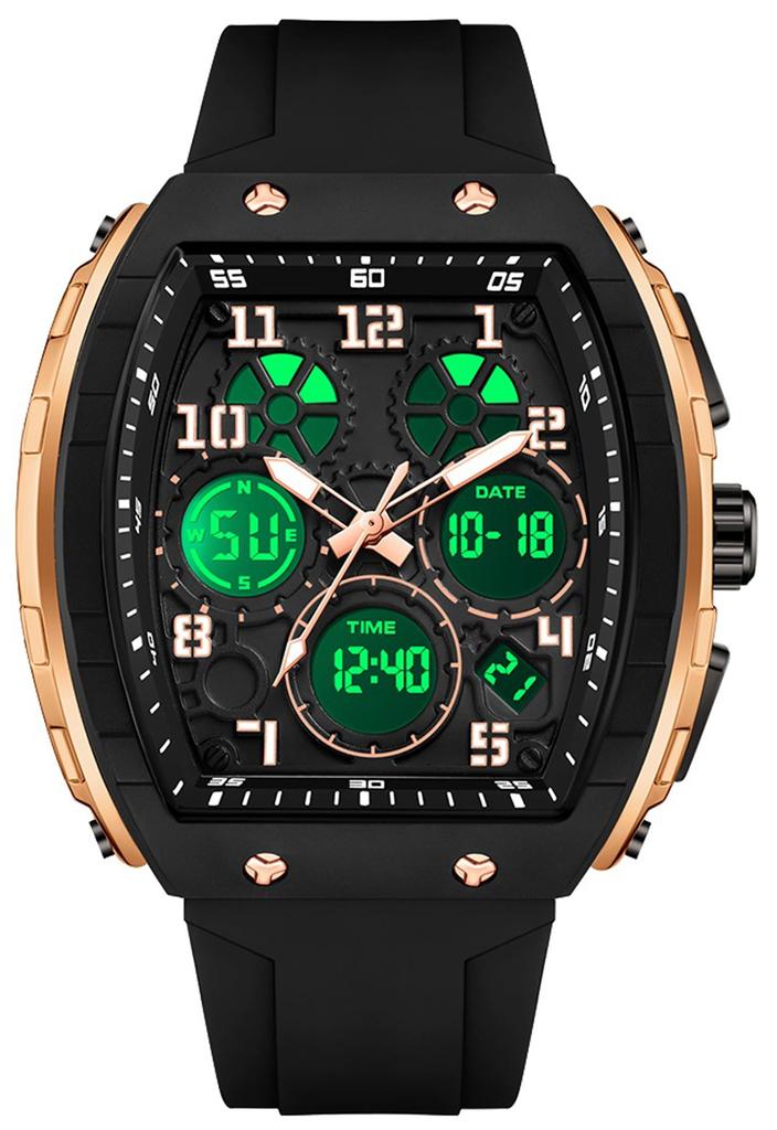 Ceas Sport Digital Dual Pilot Time cu Afișaj Luminos Zi și Dată Ceas pentru Bărbați, Oră, Analogic, Stil, Multifuncțional, Cronometru, Alarmă, Semnal,