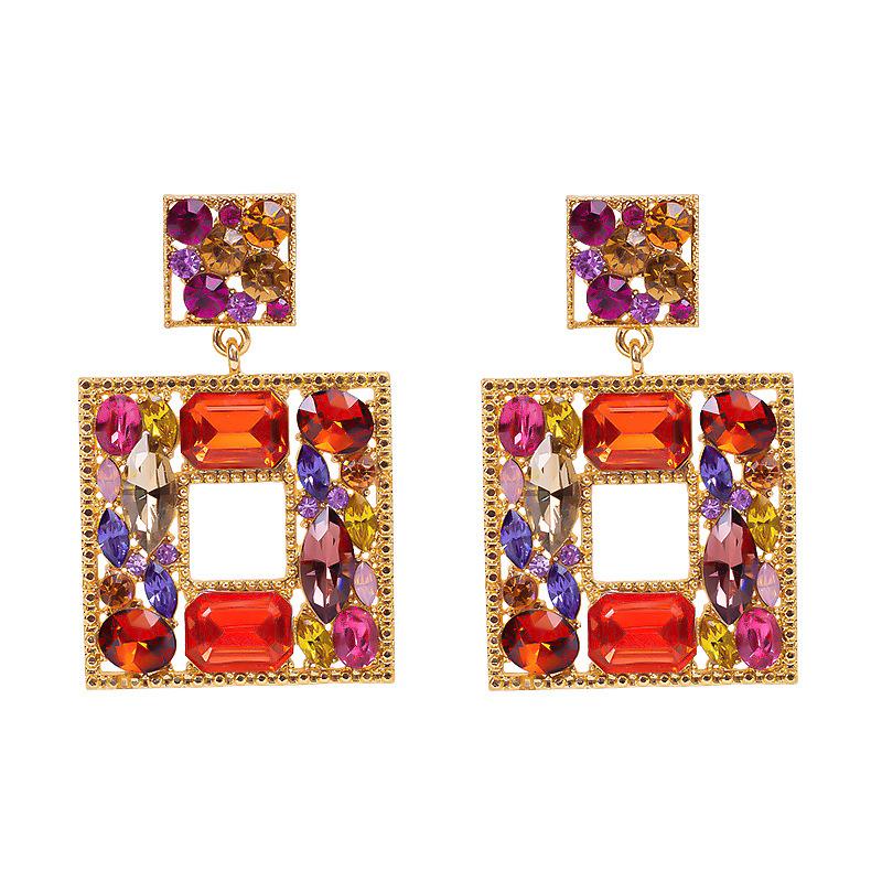 2022 New Products 16 Colors New Rhinestones Jewelry Statement Earrings Big Glass Drop Earrings for Women Fashion Accessories