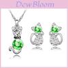 3pcs Crystal Cat Shaped Necklace Earrings Jewelry Set  Gift Teen Girls Women For