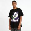 Cartoon Panda Holding Bamboo Graphic Casual T-Shirt Pure Cotton T-shirt