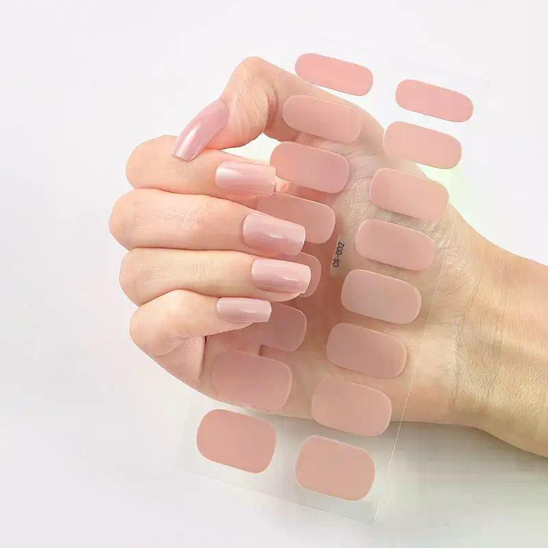 16 Piezas/Hoja Uñas Color Sólido Simple Ultradelgadas Impermeables Pegatinas para Uñas Firmes No Fáciles de Caer Larga Duración Extensión Arte de Uñas