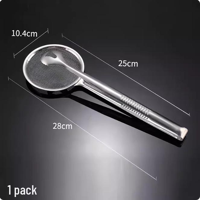 Multi-Functional 2-in-1 Stainless Steel Skimmer & Tongs with Clip