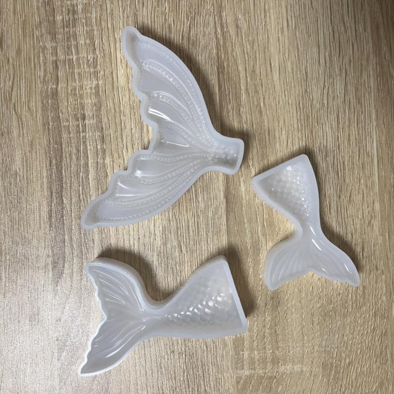 3Charming Mermaid Tail Silicone Mold Pendant-Sparkling Crystal Cake Decoration Handmade Fishtail Baking Creative