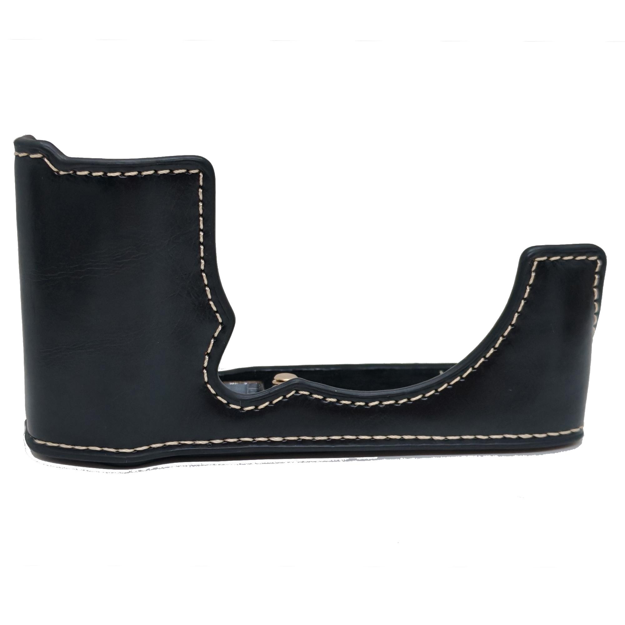 For Fujifilm X-M5 Camera Half Case PU Leather Protective Cover with Battery Access, Screw Adapter Port B