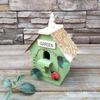 Rustic Cabin-Style Wooden Birdhouse - Outdoor Hanging Pastoral Decoration