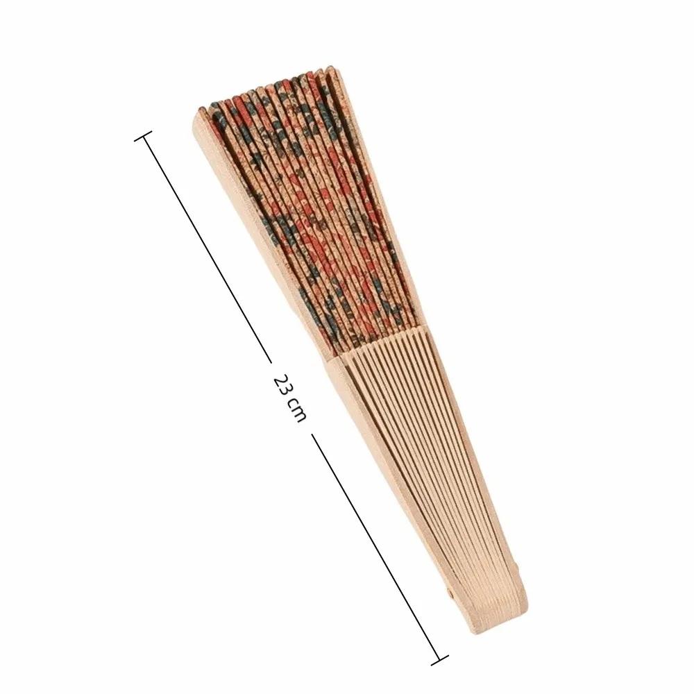 Vintage Bohemian Style Cork Folding Fan Graft Gift Props Wooden Folding Fan Home Decor Hand Folding Fan