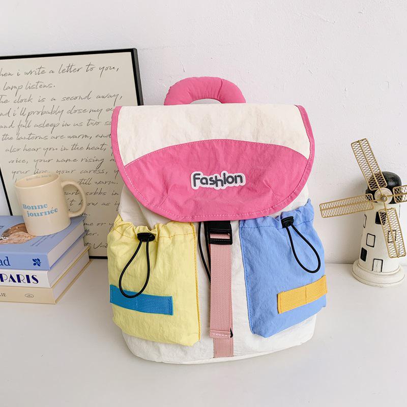 

Korean Color Block Kindergarten Backpack: Trendy Outdoor Sports Bag for Girls, Parent-Child Style 29*16.5*35cm троянди рожеві кольору