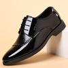 Men's Glossy Formal Leather Shoes Low-top Breathable Business Casual Leather Shoes Lace-up Patent Leather Men's Shoes One Piece In Four Seasons
