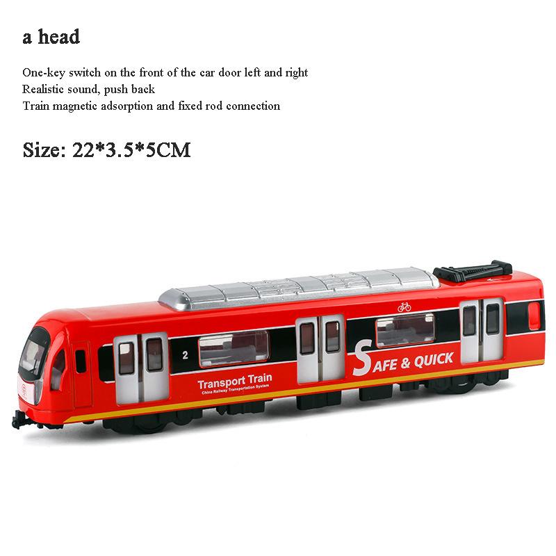 Large Simulation Alloy Train Model City Metal Diecast Subway Sound And Light Pull Back Car Kids Toy Boy Gift