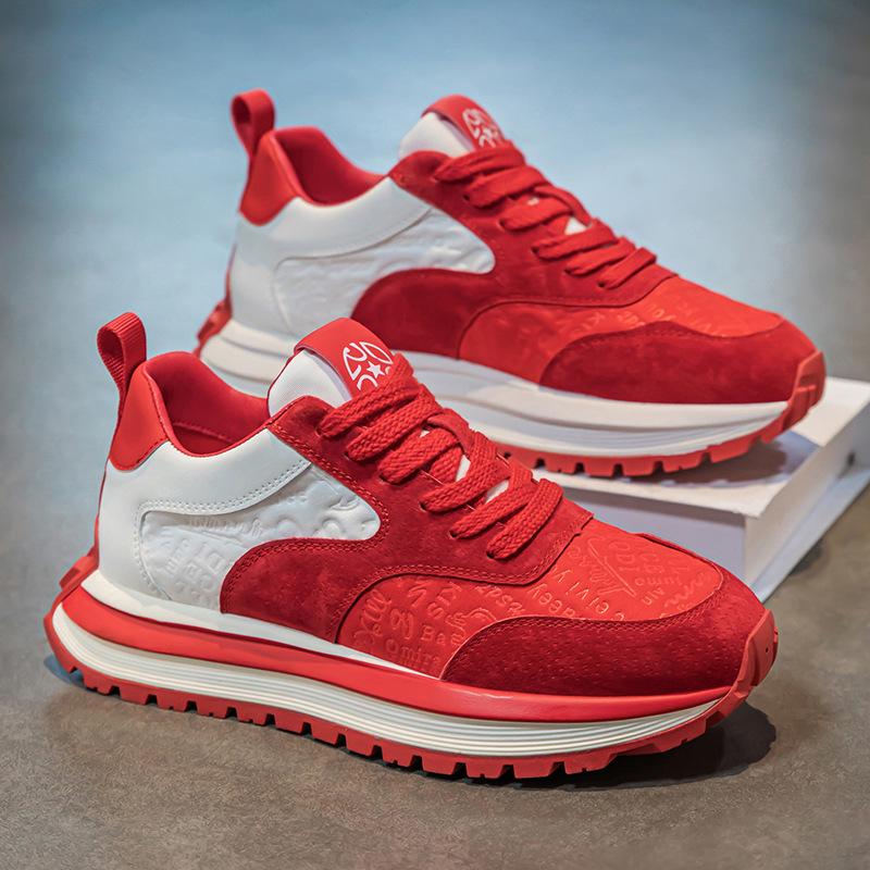 

Men s shoes spring 2 new trendy brand versatile casual sports shoes youth running thick sole 44 червоний