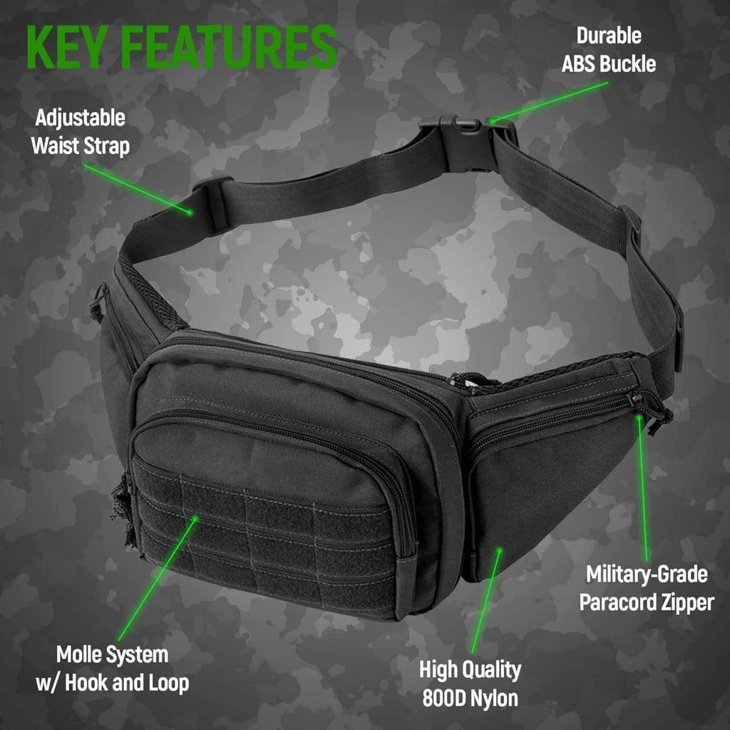Tactical Outdoor Concealed Carry Waist Pack with MOLLE System