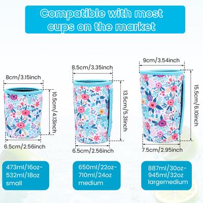 2PCS Neoprene Heat Resistant 4mm Thick Insulated Reusable Hot Coffee Cup Sleeves for Hot Coffee and Tea 16oz-32oz Cups