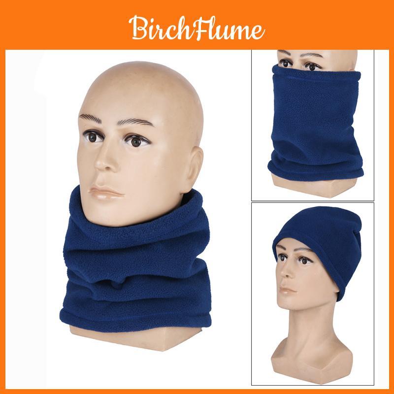 Cozy Mens Womens Fleece Neck Warmer Snood Scarf Hat Unisex Thermal Ski Wear