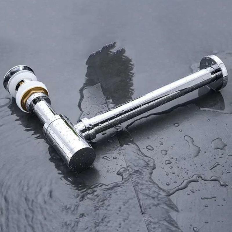Universal Sink Drain Pipe 1 1/4" with Easy Clean Opening & Installation Guide Bathroom Basin Siphon with Cleaning Access