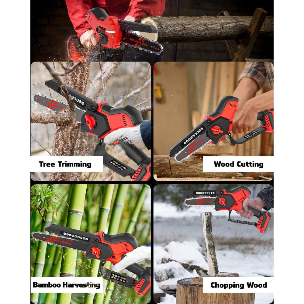 Mini Chainsaw Compatible for Milwaukee 18V Battery(No Battery), 8-Inch 6-Inch Combo Cordless Pruning Chain Saw, Battery Powered