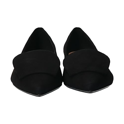 Fabio Rusconi Damen Pumps mit niedrigem Absatz und spitzer Zehenpartie F11518 Schwarzes Wildleder, Größe 22,5 cm